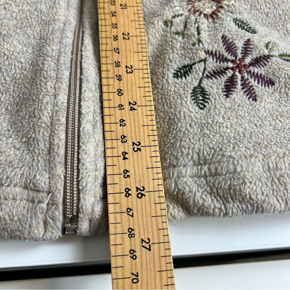 Vintage Northern Reflections Floral Embroidered Fleece Zip Up Sweater - Medium - Picture 6 of 7